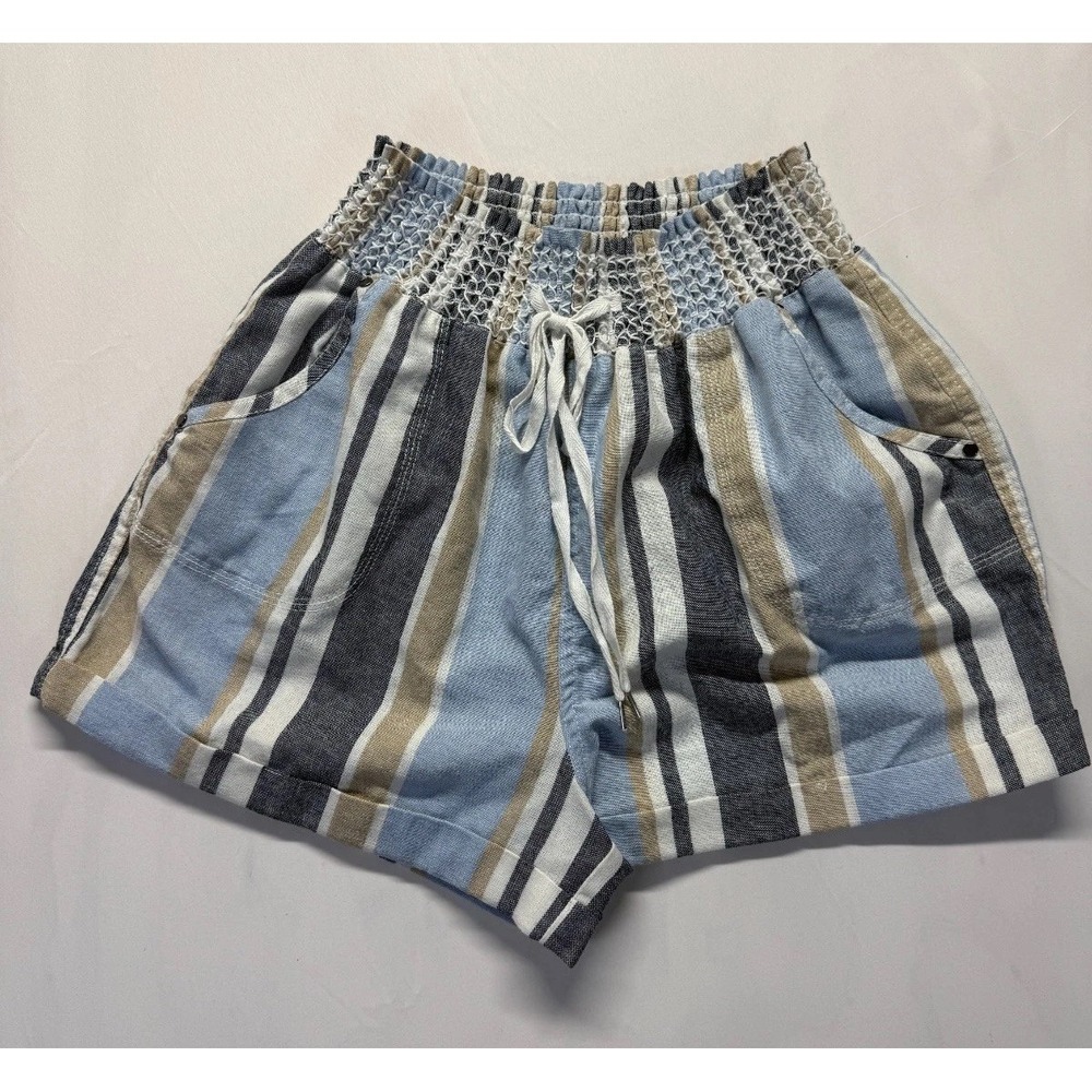 Ci Sono by Cavalini Woven Shorts Women XL Multicolor Vertical Striped Drawstring
